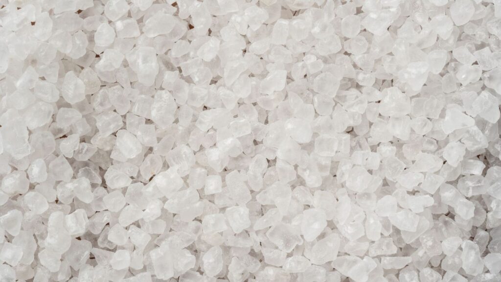 Close-up of white salt crystals